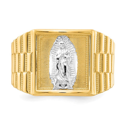 10K Gelbgold mit Rhodium Herren-Ring "Unsere Liebe Frau von Guadalupe"