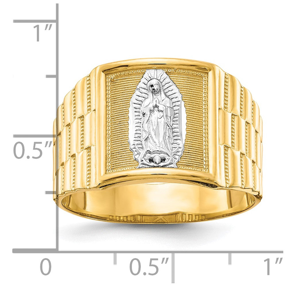 10K Gelbgold mit Rhodium Herren-Ring "Unsere Liebe Frau von Guadalupe"