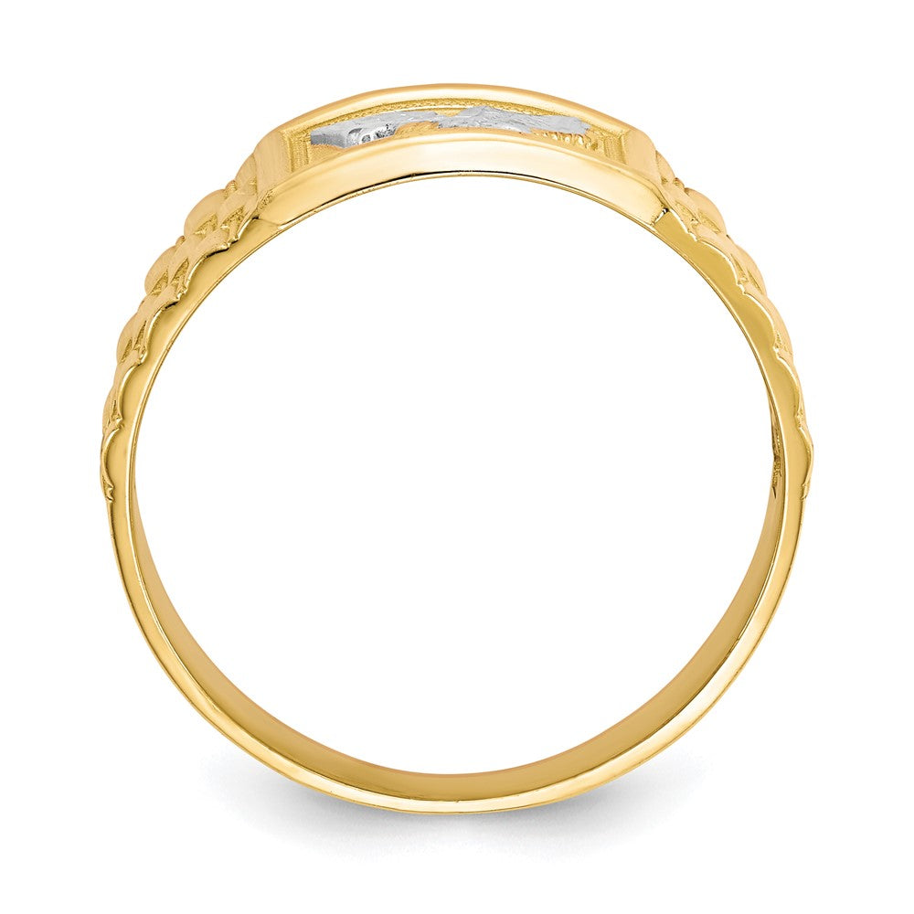 10K Gelbgold & Rhodium Herren-Ring mit Adler-Motiv