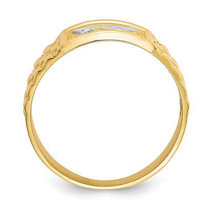10K Gelbgold & Rhodium Herren-Ring mit Adler-Motiv
