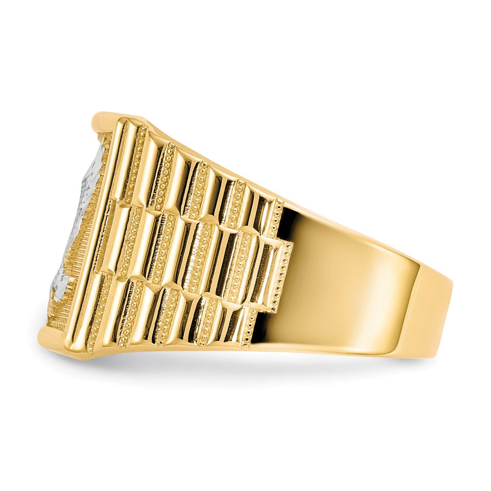 10K Gelbgold & Rhodium Herren-Ring mit Adler-Motiv