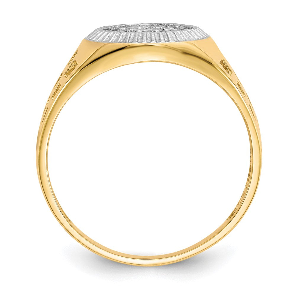 10K Gelb mit Rhodium 10K Herren Zirkonia Cluster Ring