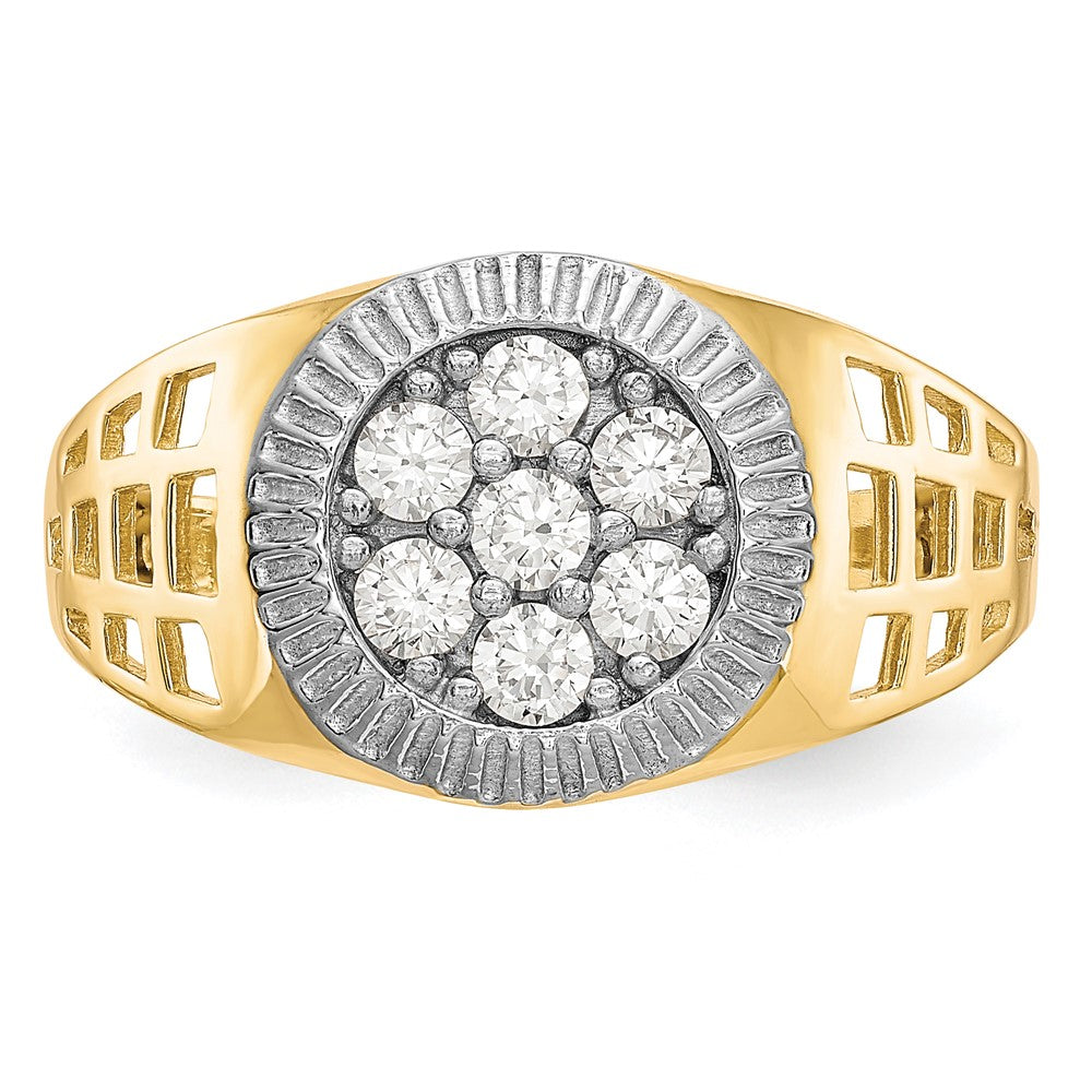 10K Gelb mit Rhodium 10K Herren Zirkonia Cluster Ring