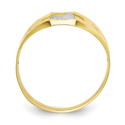 10K Gelbgold & Rhodium Herren-Ring mit Adler-Motiv