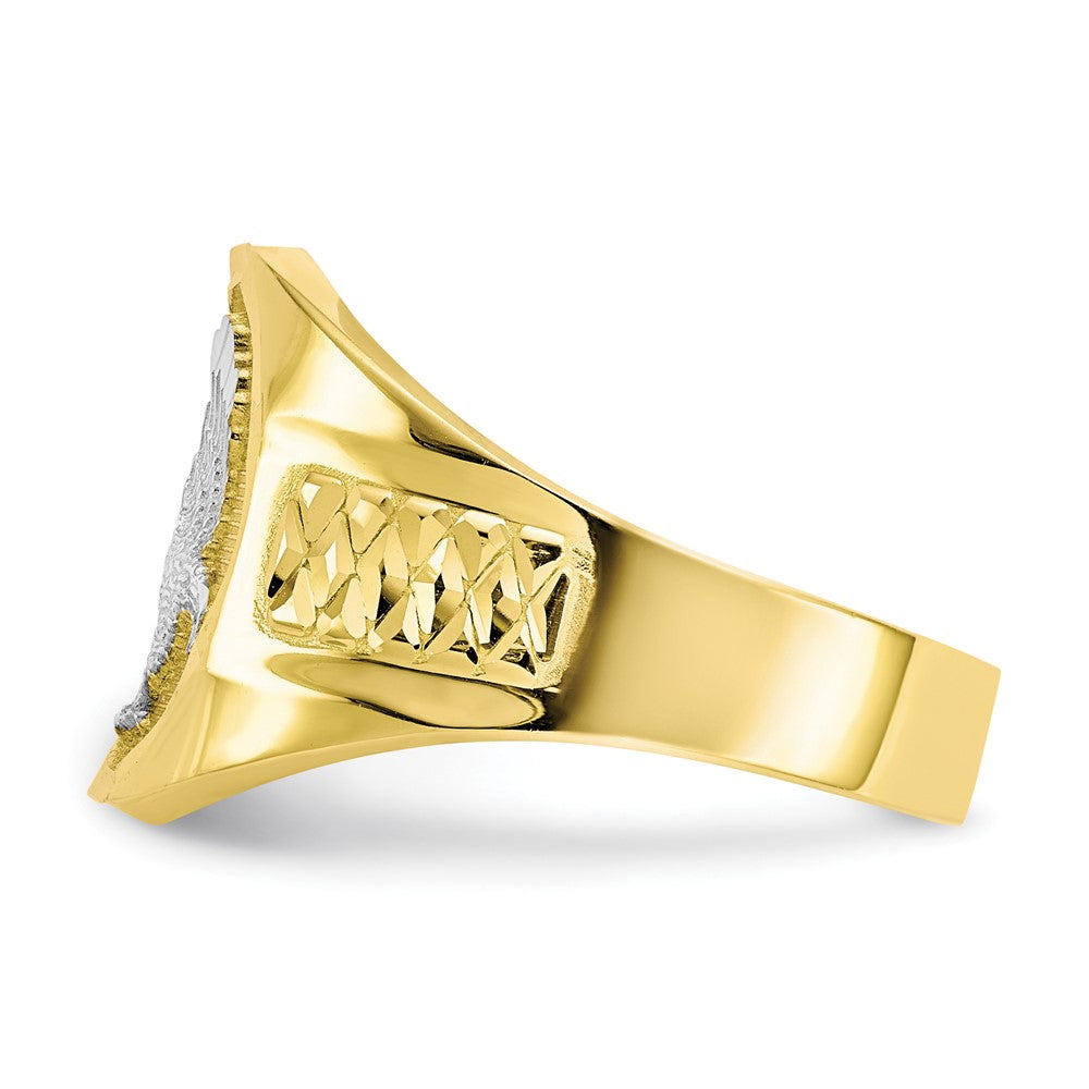 10K Gelbgold & Rhodium Herren-Ring mit Adler-Motiv