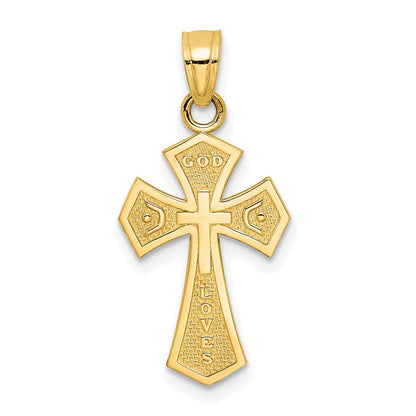 10K Gelbgold Wendbar Kreuz Charm