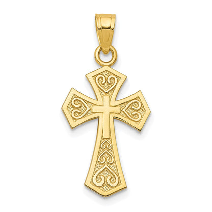 10K Gelbgold Wendbar Kreuz Charm