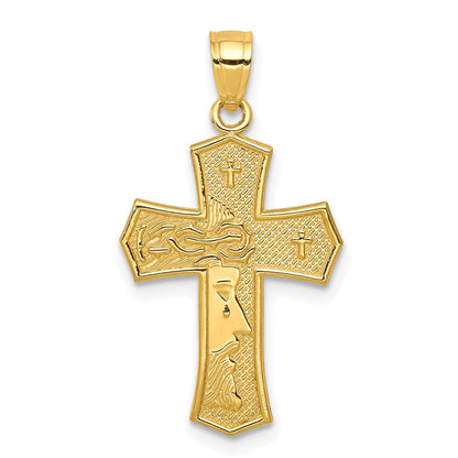 10K Gelbgold Passion Kreuz mit Jesus Wendbar Anhänger