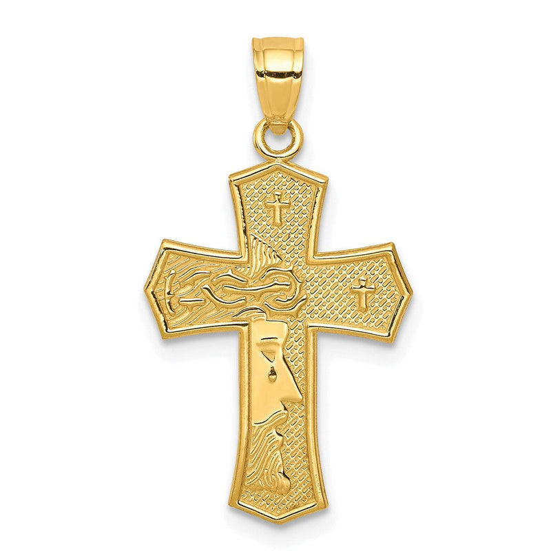 10K Gelbgold Passion Kreuz mit Jesus Wendbar Anhänger