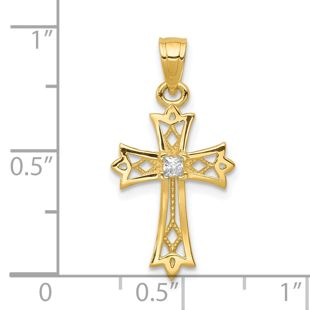 10K Gelbgold 10K Zirkonia Kreuz Anhänger