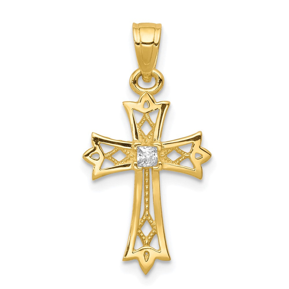 10K Gelbgold 10K Zirkonia Kreuz Anhänger