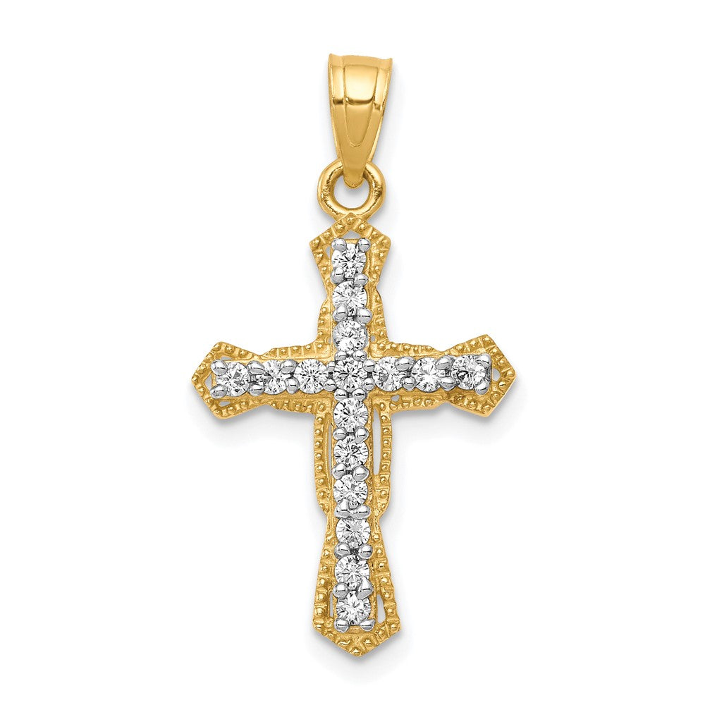 10K Gelbgold 10K Zirkonia Kreuz Anhänger