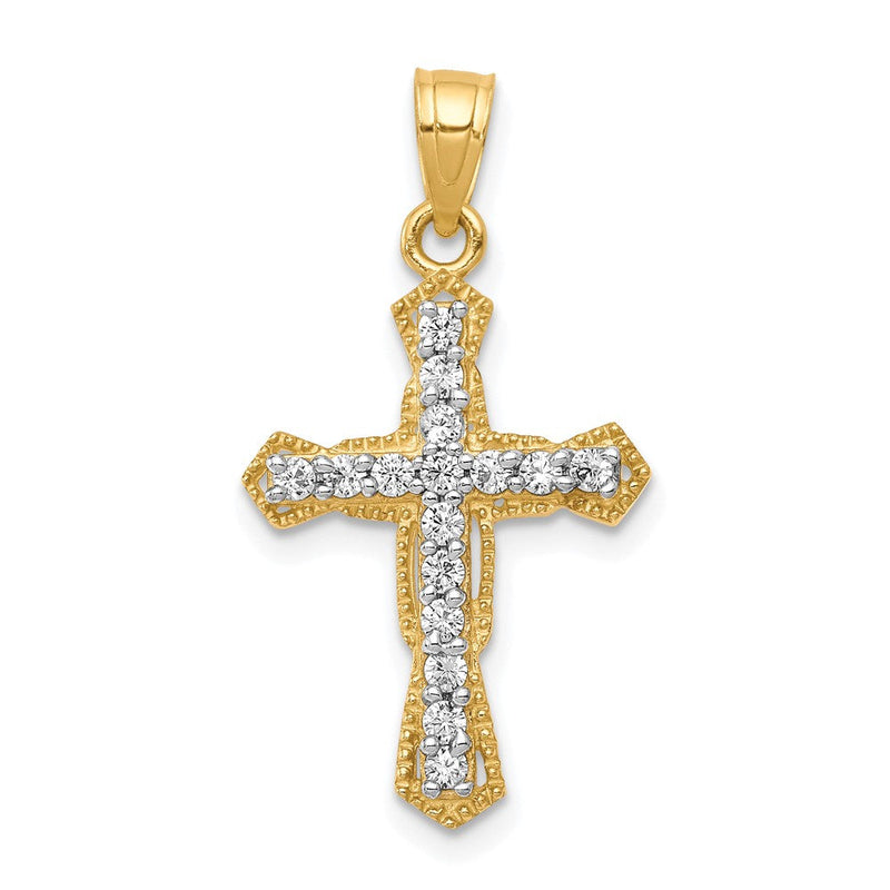 10K Gelbgold 10K Zirkonia Kreuz Anhänger