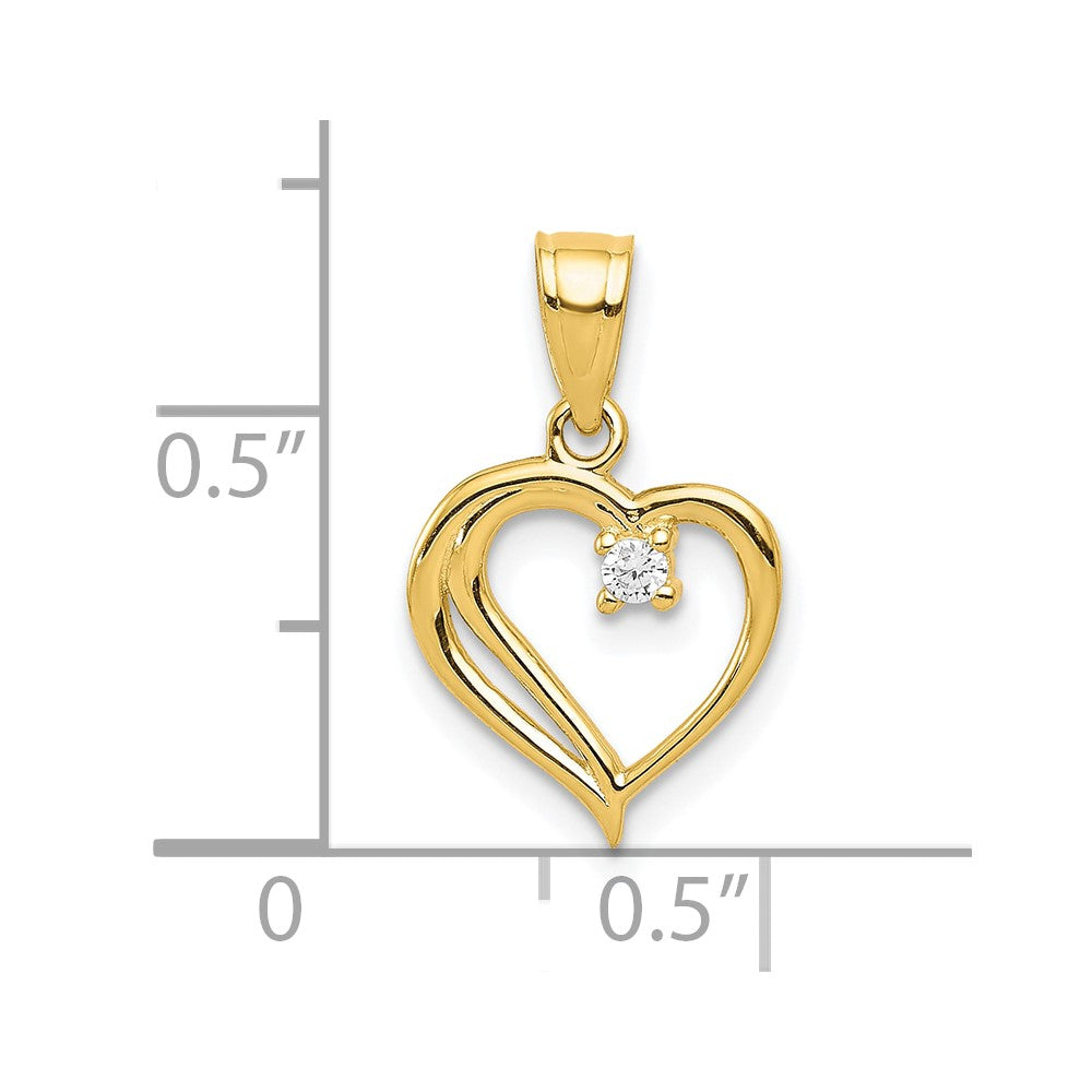 10K Gelbgold 10K Zirkonia Herz Anhänger