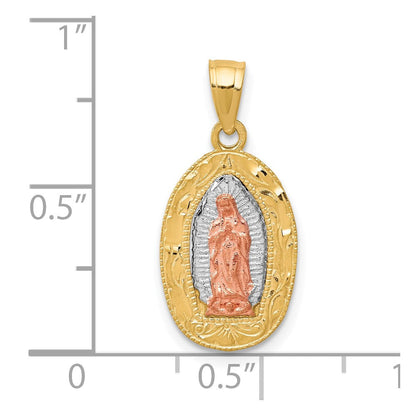 10K Bicolor Weiß Rhodium Damen Of Guadalupe Oval Anhänger