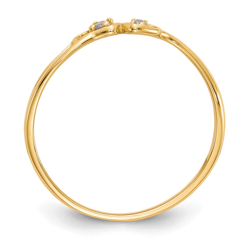 10K Gelbgold Zirkonia Doppelt Herz Ring