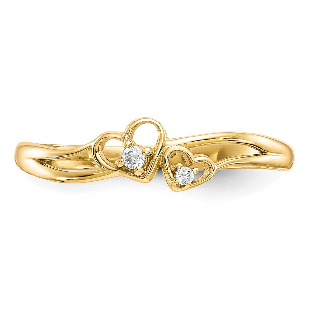 10K Gelbgold Zirkonia Doppelt Herz Ring