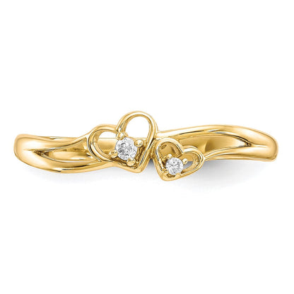 10K Gelbgold Zirkonia Doppelt Herz Ring