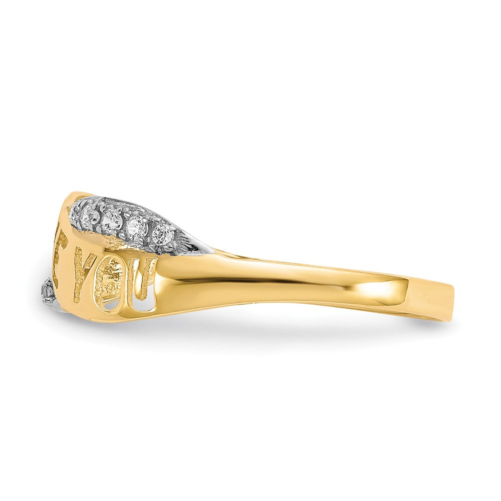 10K Gelb mit Rhodium 10K Zirkonia I Liebe You Ring