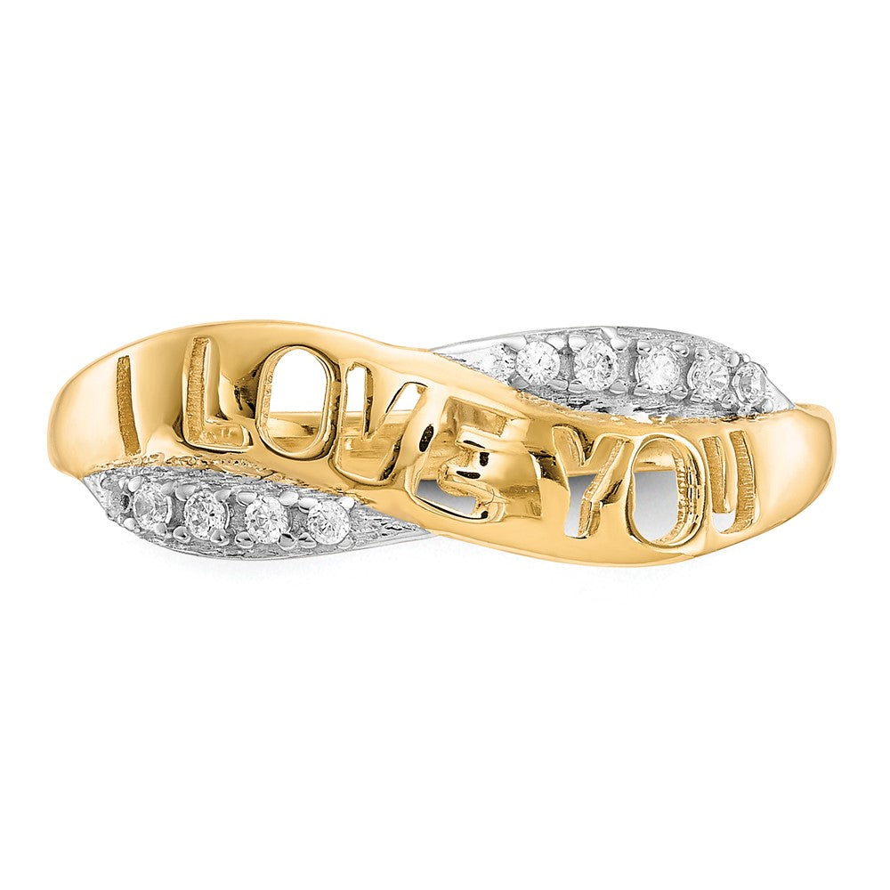 10K Gelb mit Rhodium 10K Zirkonia I Liebe You Ring