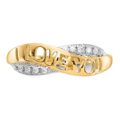 10K Gelb mit Rhodium 10K Zirkonia I Liebe You Ring