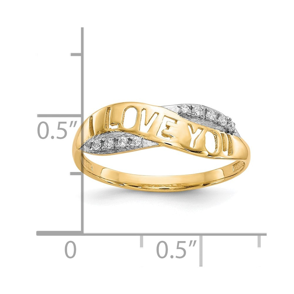 10K Gelb mit Rhodium 10K Zirkonia I Liebe You Ring