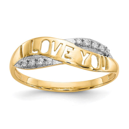 10K Gelb mit Rhodium 10K Zirkonia I Liebe You Ring