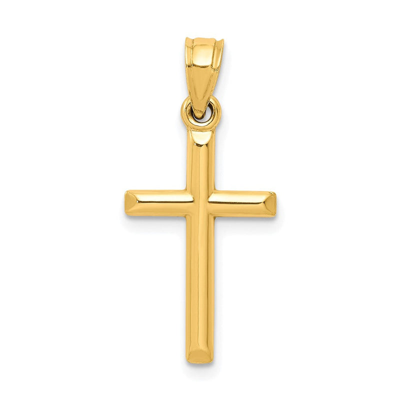 10K Gelbgold Poliert Hohl Kreuz Anhänger