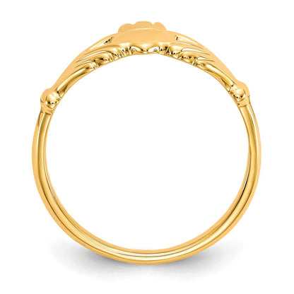 10K-Gelbgold-Ring mit Claddagh-Motiv, poliert