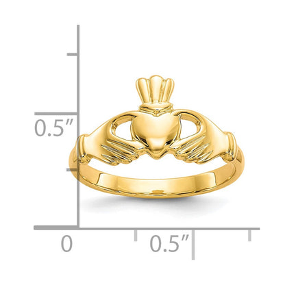 10K-Gelbgold-Ring mit Claddagh-Motiv, poliert
