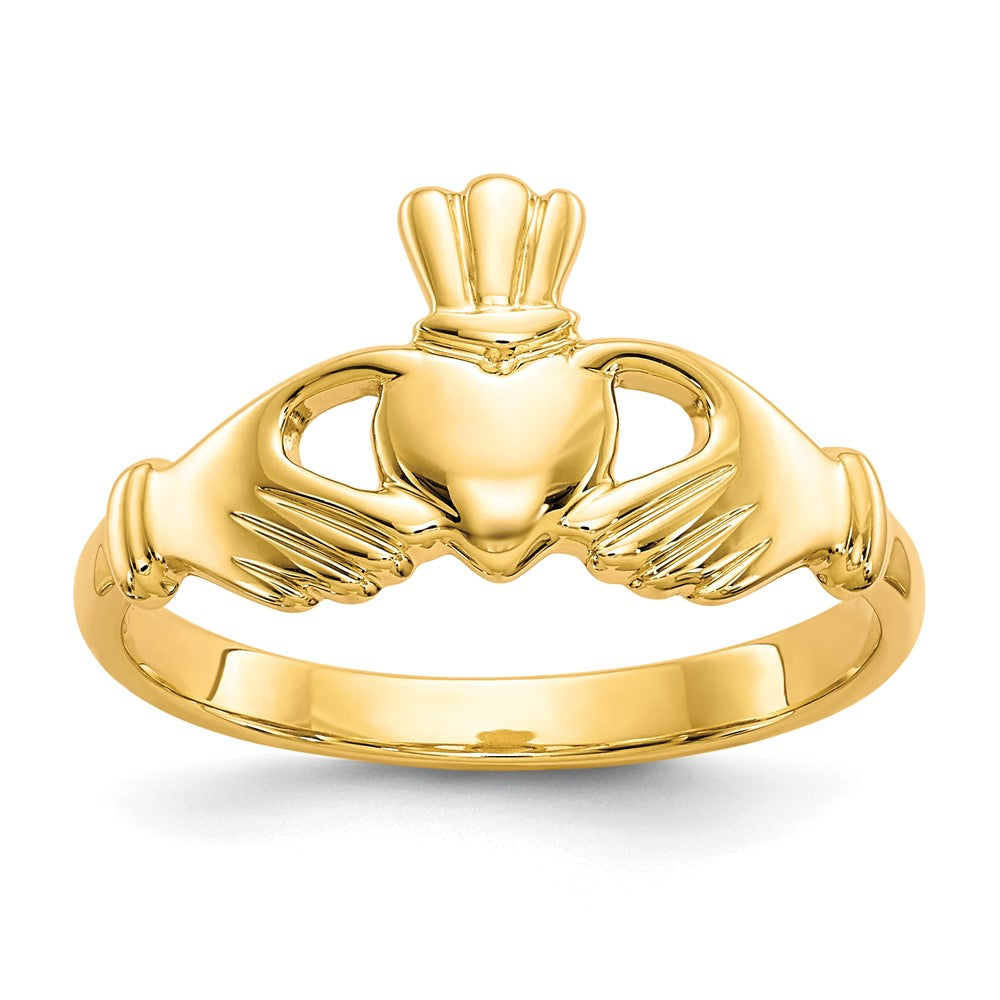 10K-Gelbgold-Ring mit Claddagh-Motiv, poliert