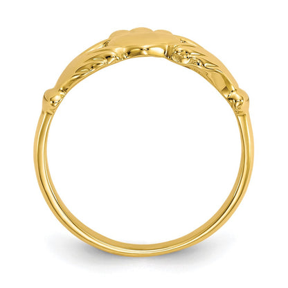 10K Gelbgold polierter Claddagh-Ring