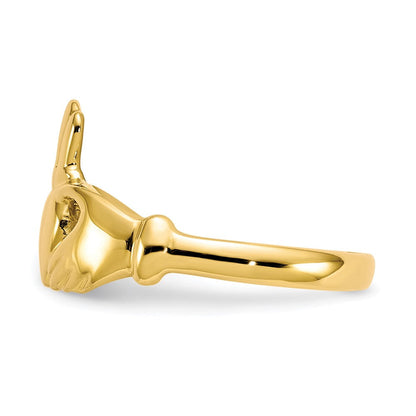 10K Gelbgold polierter Claddagh-Ring