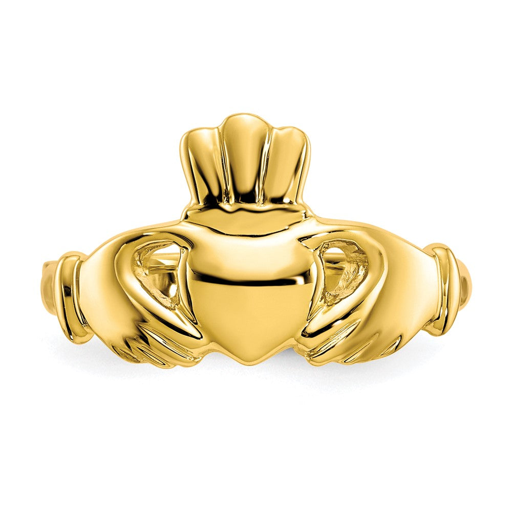 10K Gelbgold polierter Claddagh-Ring