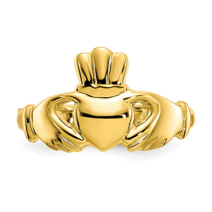 10K Gelbgold polierter Claddagh-Ring