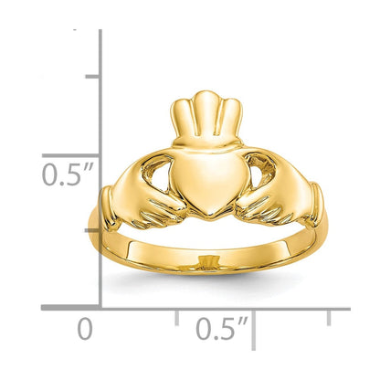 10K Gelbgold polierter Claddagh-Ring