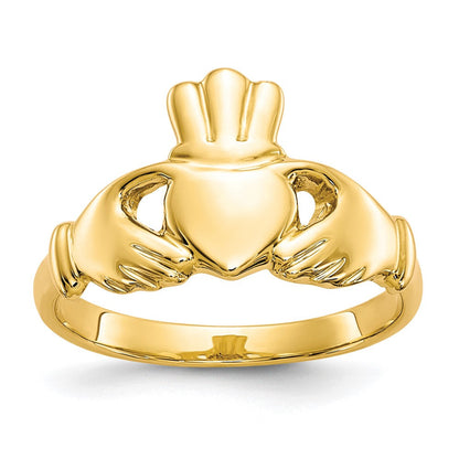 10K Gelbgold polierter Claddagh-Ring