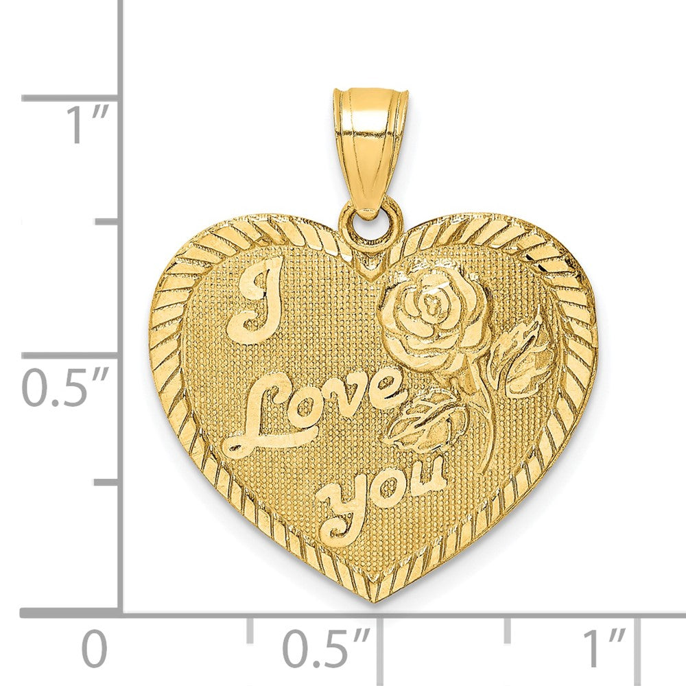 10k Gelbgold Herz-Charm „I LOVE YOU" mit Diamantschliff