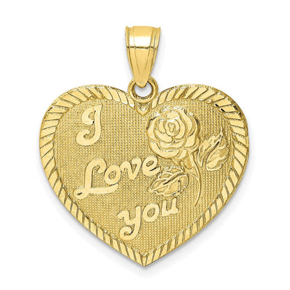 10k Gelbgold Herz-Charm „I LOVE YOU" mit Diamantschliff