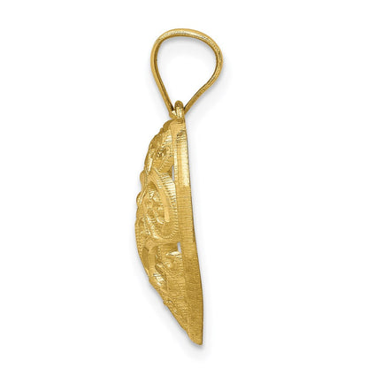 10K Gelbgold Diamantiert Filigran Herz Charm