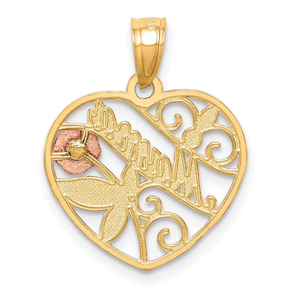 10K Bicolor mit Weiß Rhodium Diamantiert Mama Anhänger