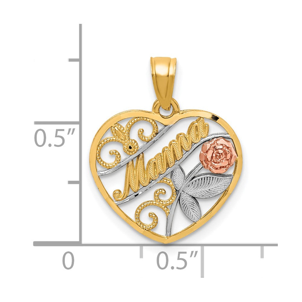 10K Bicolor mit Weiß Rhodium Diamantiert Mama Anhänger