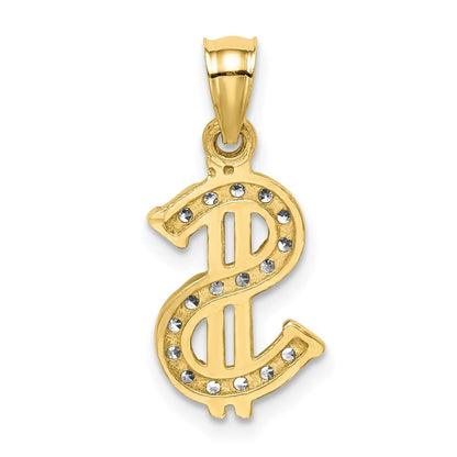 10K Gelbgold 10K Zirkonia Dollar Zeichen Anhänger