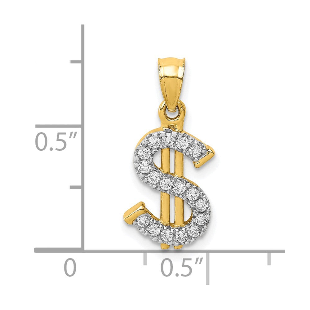 10K Gelbgold 10K Zirkonia Dollar Zeichen Anhänger