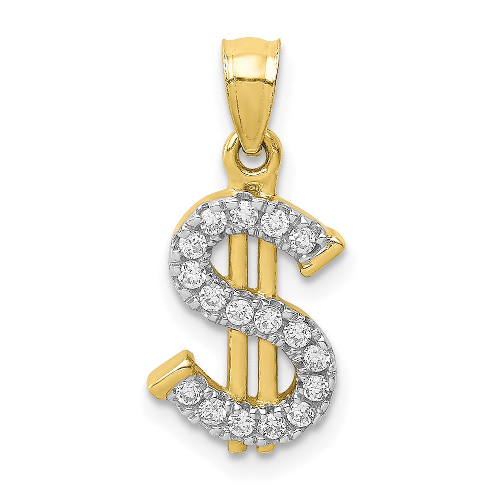 10K Gelbgold 10K Zirkonia Dollar Zeichen Anhänger