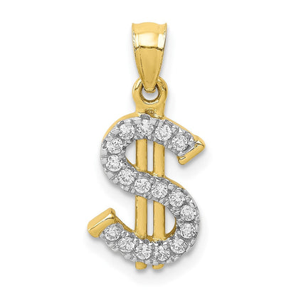 10K Gelbgold 10K Zirkonia Dollar Zeichen Anhänger