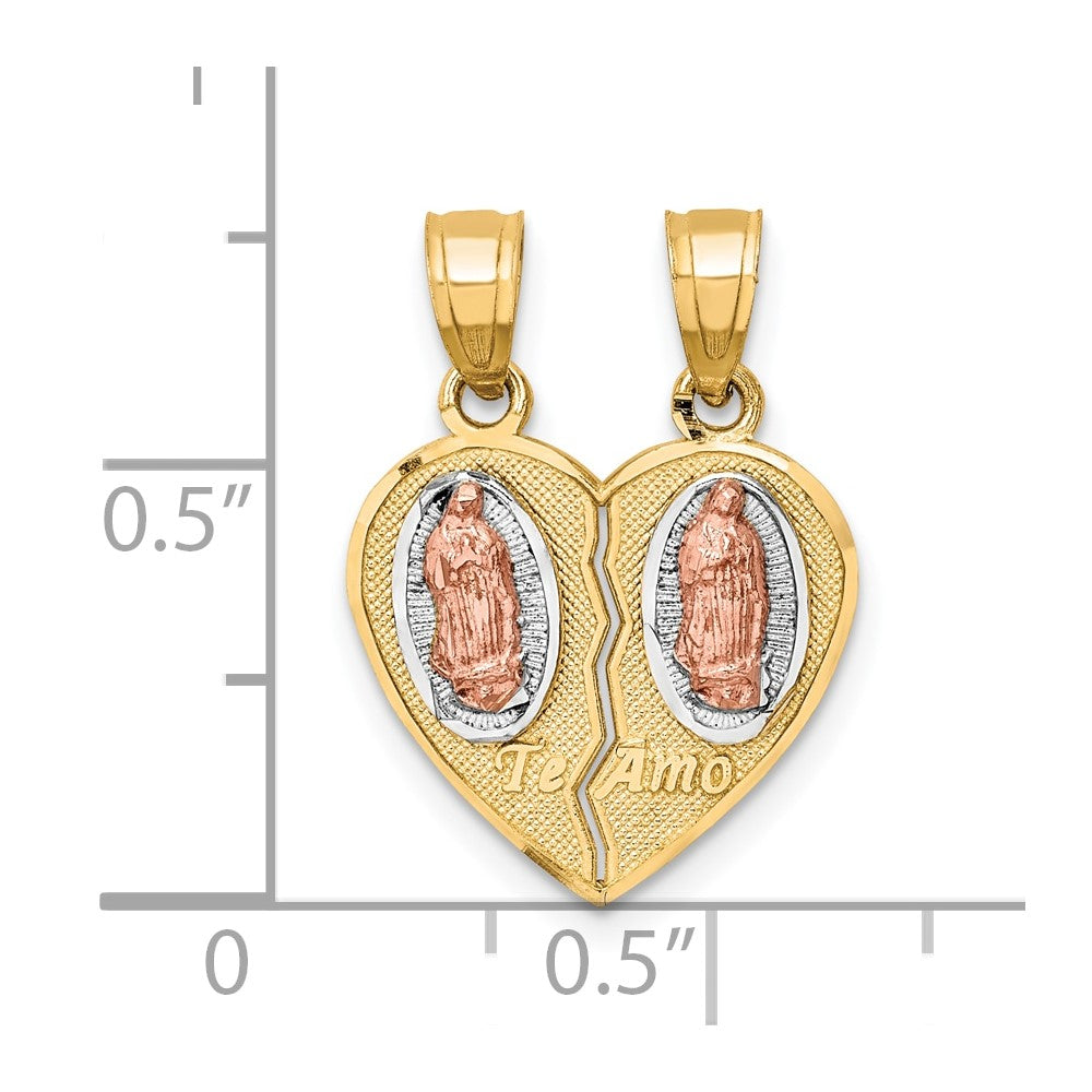 10K Bicolor mit Weiß Rhodium Break Apart Te Amo Anhänger