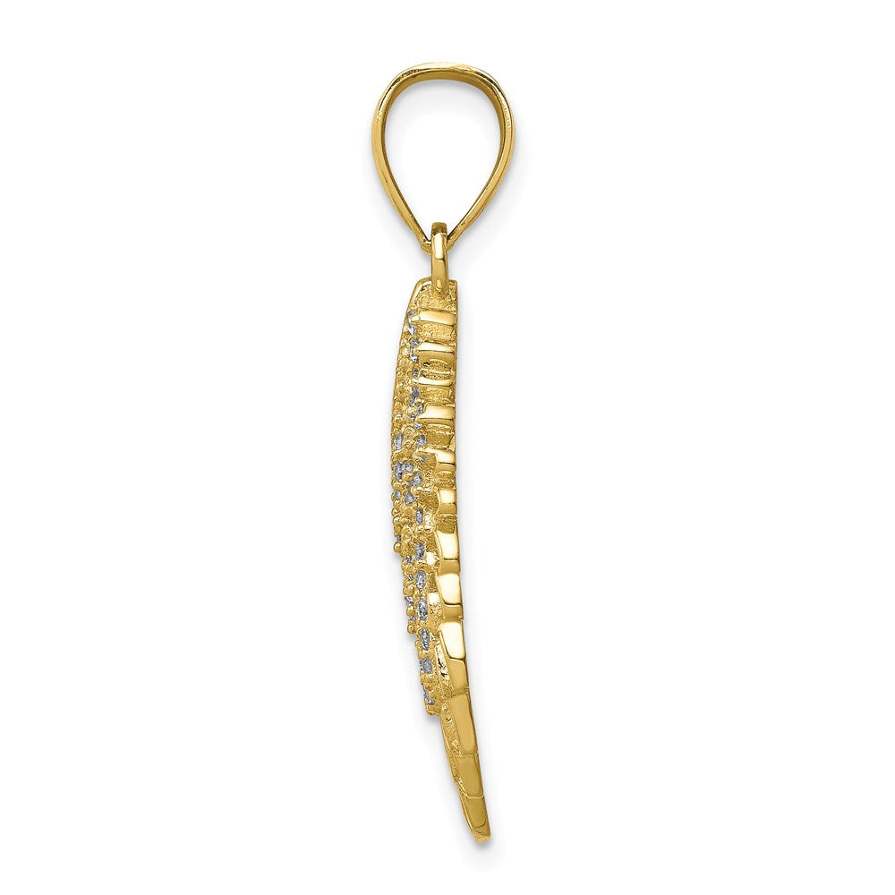 10K Gelbgold 10K Zirkonia Micropave Engel Flügel Anhänger