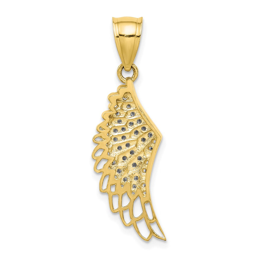 10K Gelbgold 10K Zirkonia Micropave Engel Flügel Anhänger