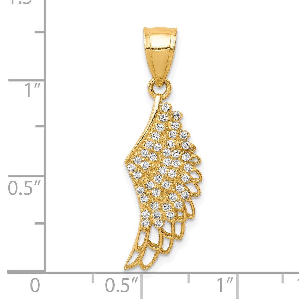 10K Gelbgold 10K Zirkonia Micropave Engel Flügel Anhänger